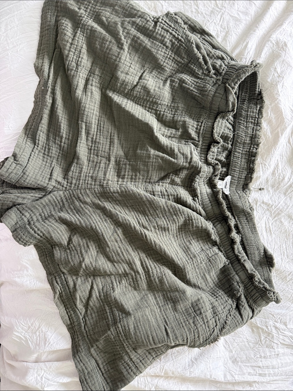 aerie Olive Green Gauze Lounge Shorts with Elastic Waist